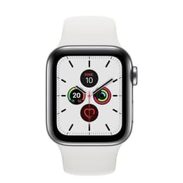 Apple Watch (Series 5) September 2019 40 - Stainless steel Silver - Sport loop White