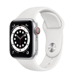 Apple Watch (Series 6) GPS + Cellular 44 - Aluminium Silver - Sport band White