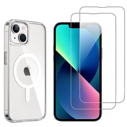 Case iPhone 14 Plus and 2 protective screens - TPU - Transparent