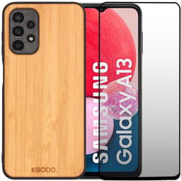 Case Galaxy A13 4G and protective screen - Wood - Black