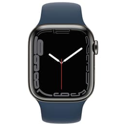 Apple Watch (Series 7) 2021 GPS + Cellular 45 - Stainless steel Black - Sport band Blue