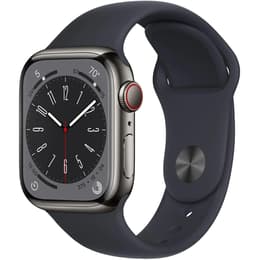 Apple Watch (Series 8) 2022 GPS + Cellular 41 - Stainless steel Graphite - Sport band Black