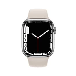 Apple Watch (Series 7) 2021 GPS + Cellular 45 - Aluminium Silver - Sport band White