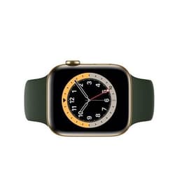 Apple Watch (Series 6) 2020 GPS + Cellular 40 - Stainless steel Gold - Sport band Green