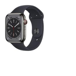 Apple Watch (Series 8) 2022 GPS + Cellular 45 - Stainless steel Grey - Sport band Black