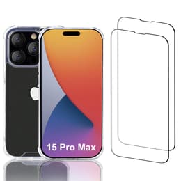 Case iPhone 15 Pro Max and 2 protective screens - Recycled plastic - Transparent