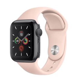Apple Watch (Series 4) 2018 GPS + Cellular 44 - Stainless steel Space Gray - Sport loop Pink