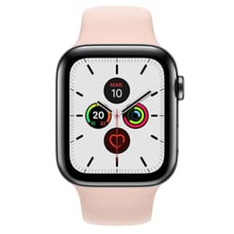 Apple Watch (Series 4) 2018 GPS + Cellular 44 - Stainless steel Space Gray - Sport loop Pink
