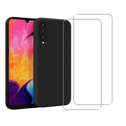 Case Galaxy A50 and 2 protective screens - Silicone - Black