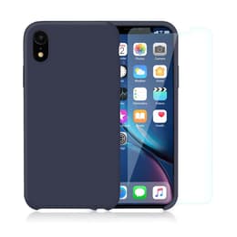 Case iPhone XR and 2 protective screens - Silicone - Blue