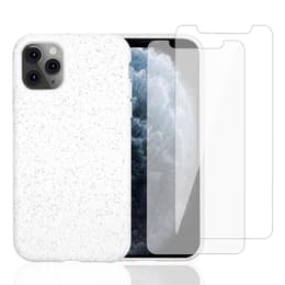 Case iPhone 11 Pro and 2 protective screens - Natural material - White