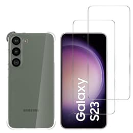 Case Galaxy S23 and 2 protective screens - TPU - Transparent