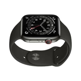 Apple Watch (Series 6) 2020 GPS + Cellular 44 - Stainless steel Grey - Sport loop Black