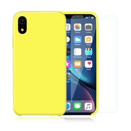 Case iPhone XR and 2 protective screens - Silicone - Yellow