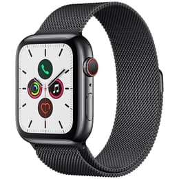 Apple Watch (Series 5) 2019 GPS + Cellular 44 - Stainless steel Space Gray - Milanese loop Black