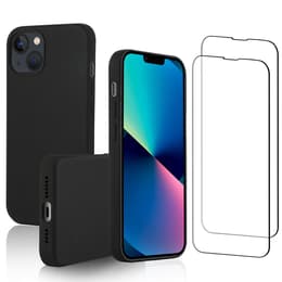 Case iPhone 14 Plus and 2 protective screens - Silicone - Black