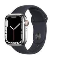 Apple Watch (Series 6) 2020 GPS + Cellular 44 - Stainless steel Silver - Sport band Black