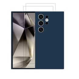 Case Galaxy S24 Ultra and 2 protective screens - Silicone - Bleu