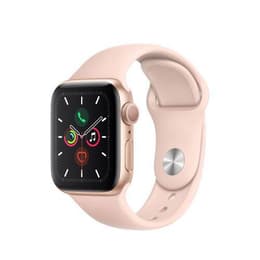 Apple Watch (Series 5) 2019 GPS + Cellular 44 - Stainless steel Gold - Sport band Pink sand