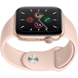 Apple Watch (Series 5) 2019 GPS + Cellular 44 - Stainless steel Gold - Sport band Pink sand