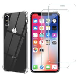 Case iPhone X / iPhone XS and 2 protective screens - TPU - Transparent