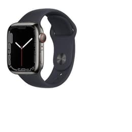 Apple Watch (Series 7) 2021 GPS + Cellular 41 - Stainless steel Grey - Sport band Black