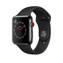 Apple Watch (Series 3) 2017 GPS + Cellular 42 - Stainless steel Space Gray - Sport loop Black