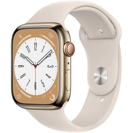 Apple Watch (Series 8) 2022 GPS + Cellular 45 - Aluminium Gold - Sport band Starlight