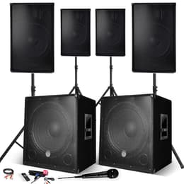 Bm Sonic Système Sonorisation 4400W Complet, 4 Enceintes, 2 Subwoofers USB/BLUETOOTH CABLE PC + Pieds, Prestations, Micro SONO DJ PA BAR Bluetooth Speakers - Black