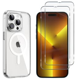 Case iPhone 14 Pro Max and 2 protective screens - TPU - Transparent