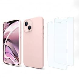 Case iPhone 13 mini and 2 protective screens - Silicone - Pink