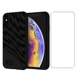 Back Market Case iPhone X/XS and protective screen - 100% Biodegradable - Black Wave