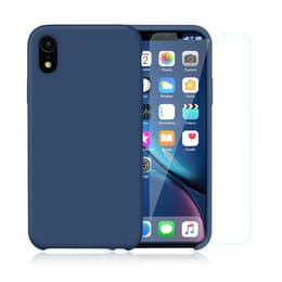 Case iPhone XR and 2 protective screens - Silicone - Cobalt blue