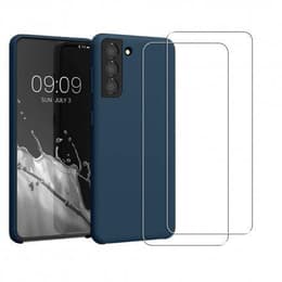 Case Galaxy S21+ 5G and 2 protective screens - Silicone - Navy blue