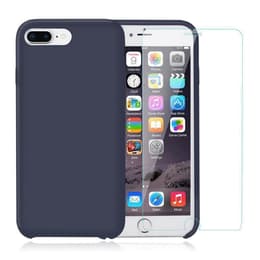 Case iPhone 7 Plus/8 Plus and 2 protective screens - Silicone - Blue