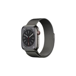 Apple Watch (Series 8) 2022 GPS + Cellular 45 - Stainless steel Space Gray - Sport loop Grey