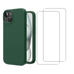 Case iPhone 15 and 2 protective screens - Silicone - Green