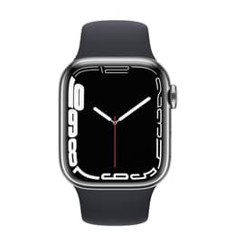 Apple Watch Series 7 (2021) GPS + Cellular 41 mm - Stainless steel Silver - Sport band Black