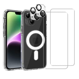 Case iPhone 14 and 2 protective screens - TPU - Transparent