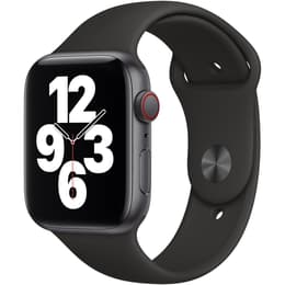 Apple Watch (Series 4) 2018 GPS + Cellular 44 - Stainless steel Grey - Sport band Black