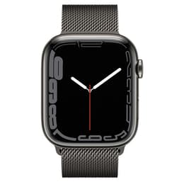 Apple Watch (Series 7) 2021 GPS + Cellular 45 - Stainless steel Graphite - Milanese loop Grey