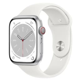 Apple Watch (Series 8) 2022 GPS + Cellular 45 - Aluminium Silver - Sport band White