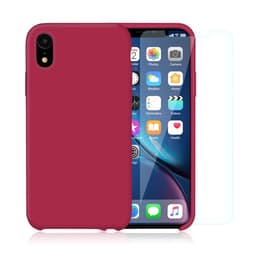 Case iPhone XR and 2 protective screens - Silicone - Cherry