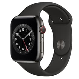 Apple Watch (Series 6) 2020 GPS + Cellular 44 - Stainless steel Graphite - Sport loop Black