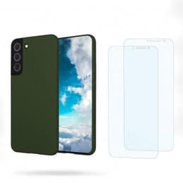 Case Galaxy S22 5G and 2 protective screens - Silicone - Green