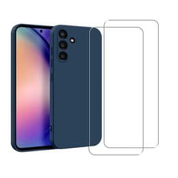 Case Galaxy A54 and 2 protective screens - Silicone - Blue