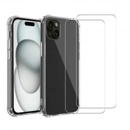 Case iPhone 15 Plus and 2 protective screens - TPU - Transparent