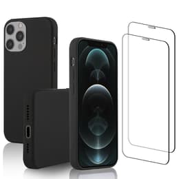 Case iPhone 12 Pro Max and 2 protective screens - Silicone - Black