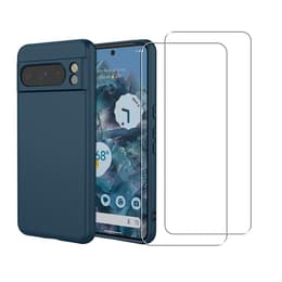 Case Google Pixel 8 Pro and 2 protective screens - Silicone - Blue