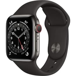 Apple Watch (Series 6) 2020 GPS + Cellular 40 - Stainless steel Graphite - Sport band Black